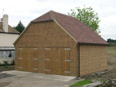 6.0m x 6.0m (20' x 20') Double Wooden Garage with tiled roof