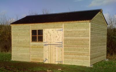 5.4m x 3.0m (20' x 10') Mobile Field Shelter with door and window conversion panel fitted