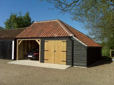 Pic 31. 3.0m x 5.4m 1 bay Carriage House with 4.2m x 5.4m attached Cart Lodge and pantile roof