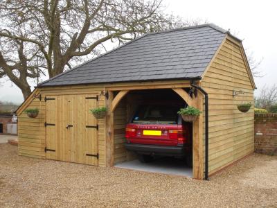 Pic 13. 3.0m x 5.4m 1 bay Carriage House with 4.2m x 5.4m attached Cart Lodge and slate roof