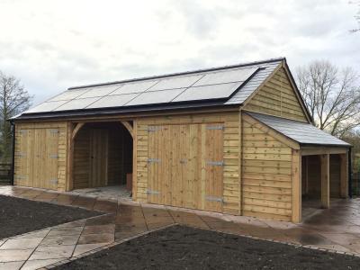 Pic 27. 3.0 x 4.8 Carriage House, 2 no. 3.0m x 4.8m Garages and 1.2m x 4.6m Log Store with slate roof