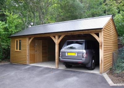 Pic 25. 6.0m x 4.8m 2 bay Carriage House and 2.4m x 4.8m attached Workshop with slate roof