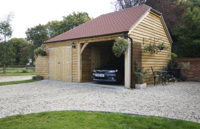 Pic 40. 3.0m x 5.4m 1 bay Carriage House and 4.2m x 5.4m attached Cart Lodge with plain tile roof