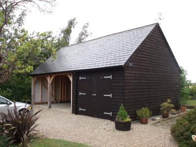 Pic 45. 5.4m x 6.0m 2 bay Carriage House with 3.0m x 6.0m attached Garage and slate roof