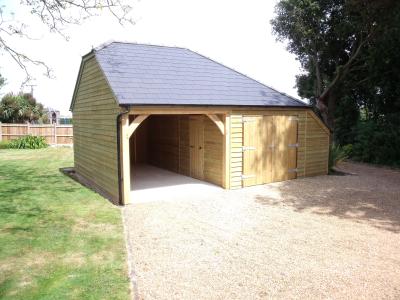 Pic 51. 3.0m x 4.8m 1 bay Carriage House with 4.2m x 4.8m attached Cart Lodge and slate roof