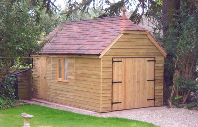 Pic 23. 5.4m x 3.0m Garage with plain tile roof and front barn hip