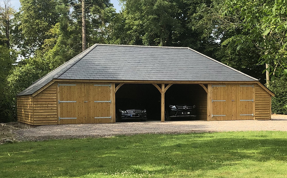 4 Bay Garage Kit with log store